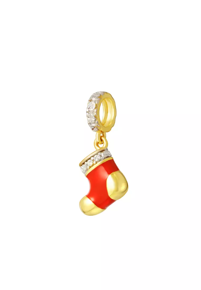 TOMEI Chomel Xmas Sock Charm, Yellow Gold 916