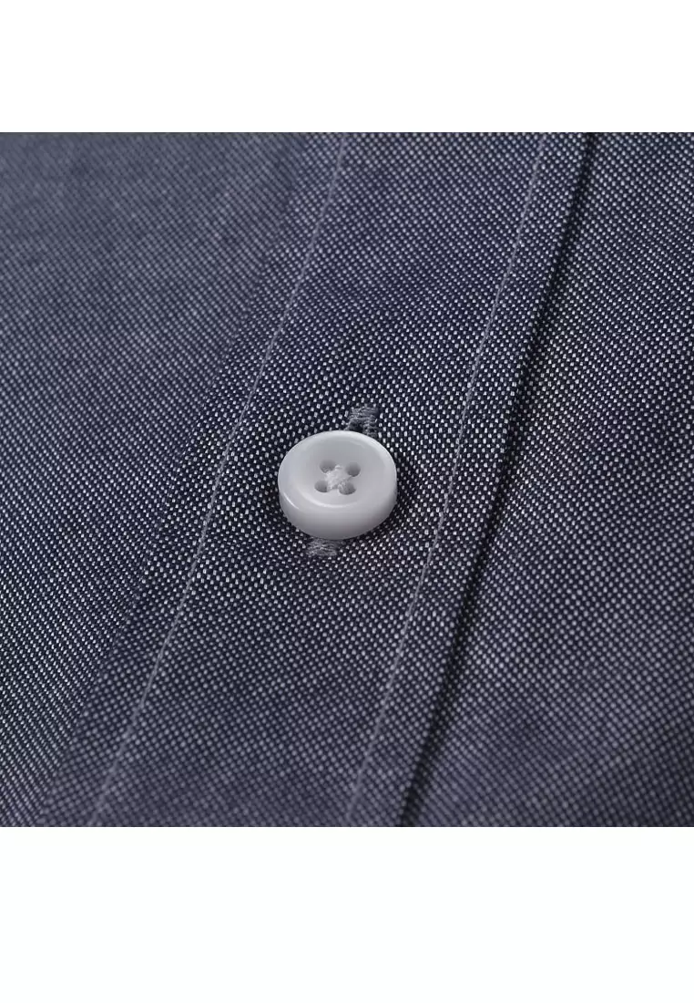 Men's Oxford Long Sleeve Slim Embroidery Shirt 01045083