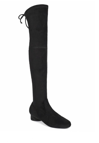 Twenty Eight Shoes black Supper Skinny Suede Fabric Over Knee Long Boots 719-12 2EFDDSH11EEA21GS_1