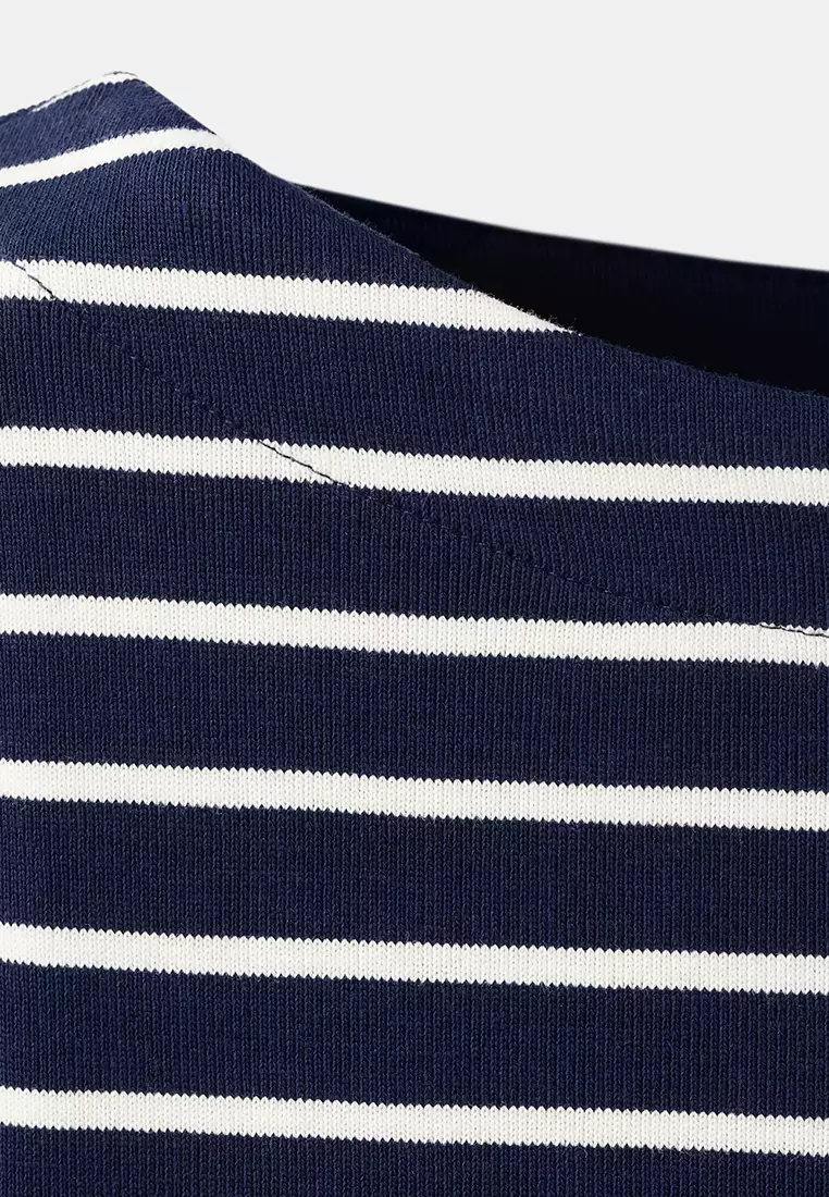 Striped Boat Neck Sweatshirt