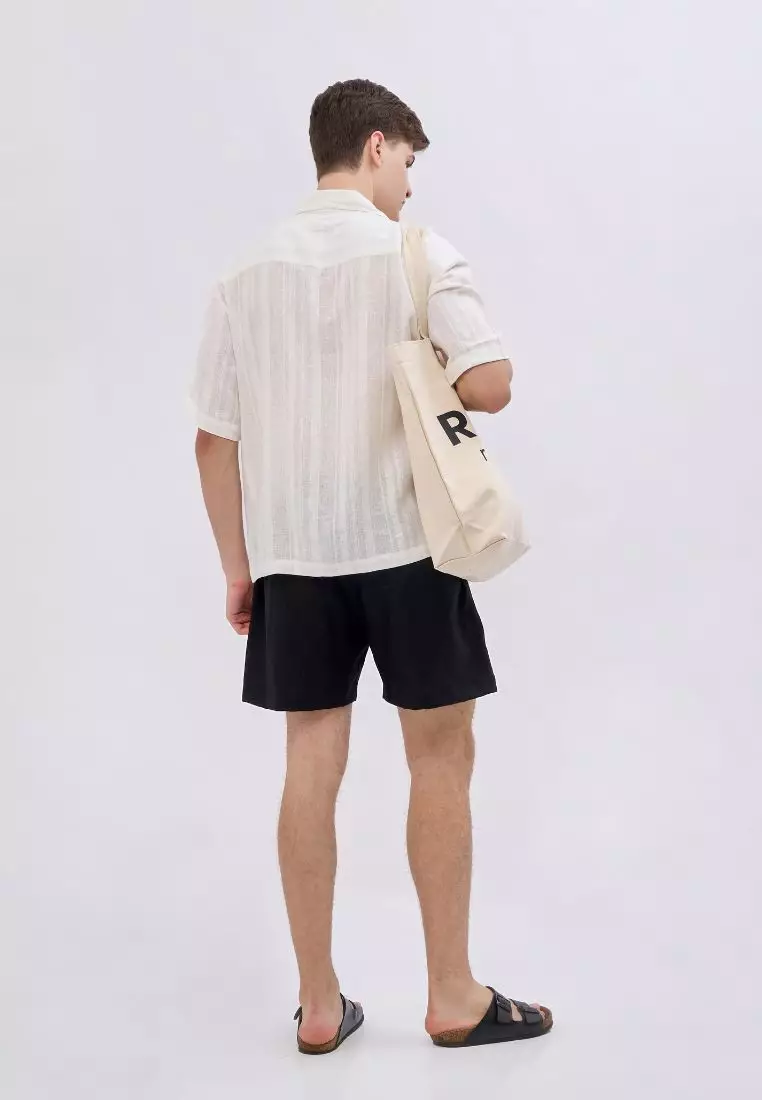 Elnido Celana Pendek Pantai Linen Pria Hitam | Linen Beach Shorts Men Black