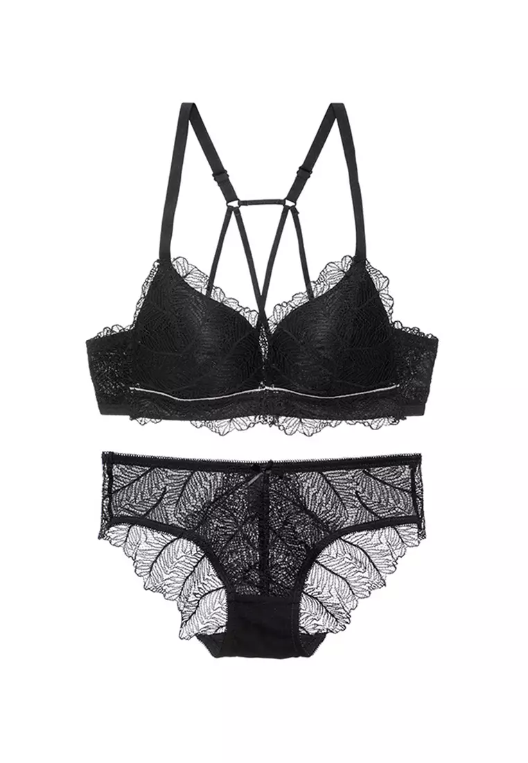 ZITIQUE Women's Cross-back Push Up Lace Lingerie Set (Bra and Underwear) -  Black 2024, Buy ZITIQUE Online