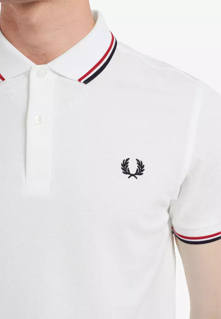 Fred Perry M3600 Twin Tipped Fred Perry Shirt (White / Bright Red / Navy)