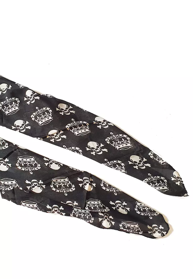 Skull Crown Poly-Printed Scarf Black