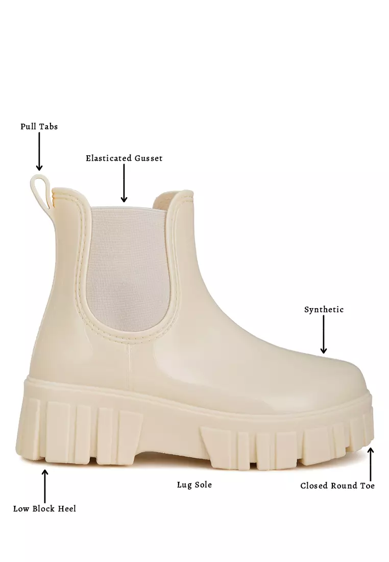 Sepatu Bot Hujan Chelsea Chunky Warna Krem