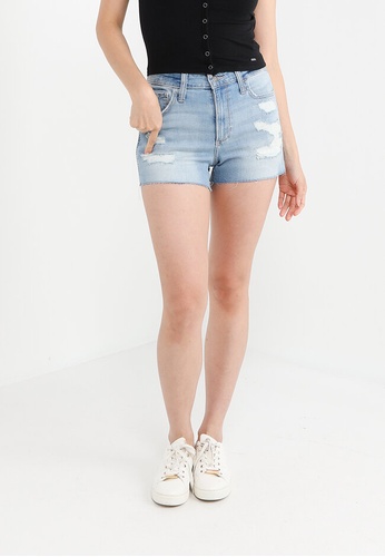 curvy high rise denim shorts