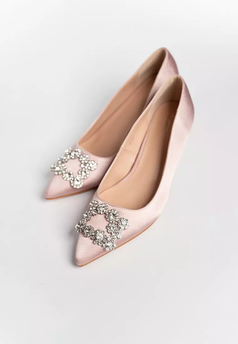Joy Satin Rhinestone Heels