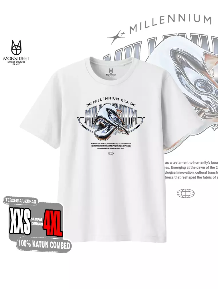 Monstreet Kaos Katun Combed 24S Grafis Reguler Fit Putih Tshirt UTR140 Cotton Combed 24S Graphic Tshirt Regular Fit White Tshirt