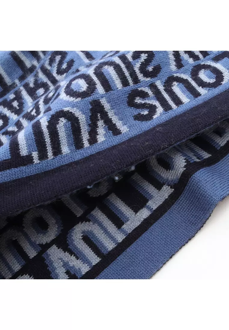 Pre-Loved Louis Vuitton Écharpe LV Tag Scarf wool Navy blue