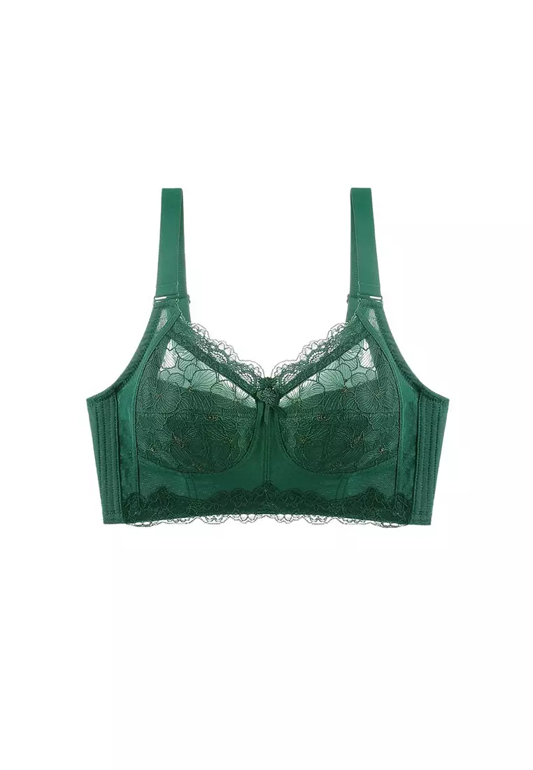 Women's Sassy 3/4 Cup Ultra-thin Transparent Lace Lingerie Set (Bra And  Underwear) - Green