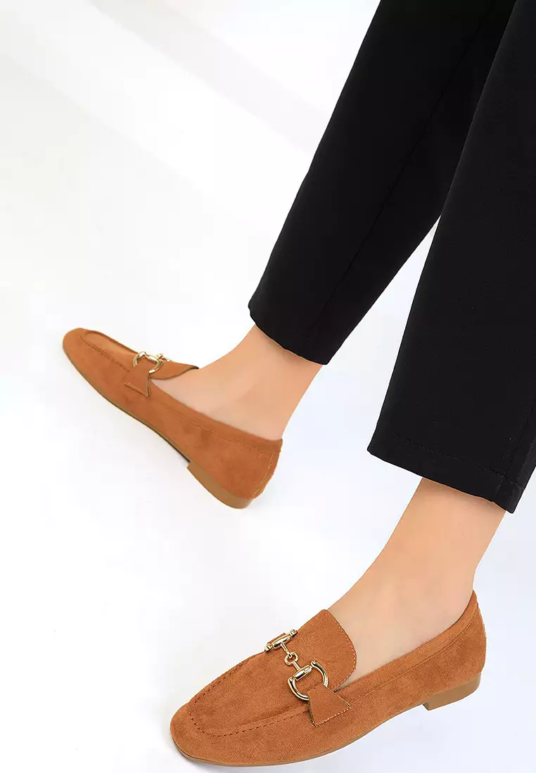 Metal Detail Suede Flats