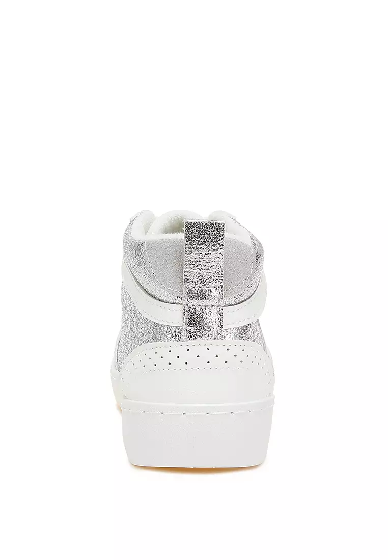 Star High Ankle Sneakers in Silver