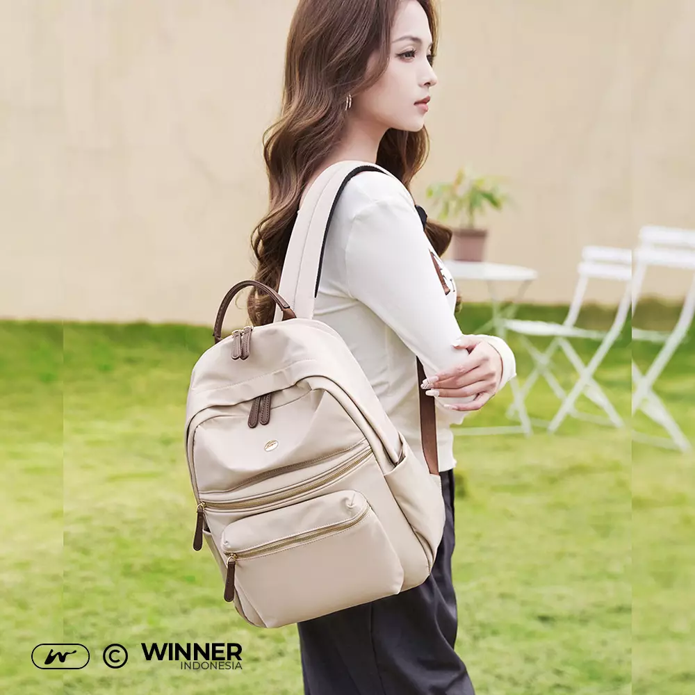 Tas Ransel Laptop 13 inch Oxford Anti-Air Backpack Korean Style (T14-028-6528) Warna Khaki 13 inch