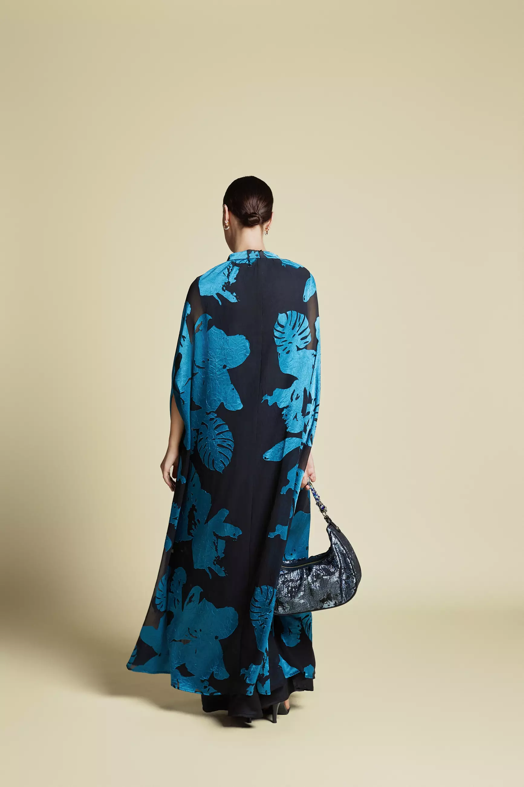 DEMURE&CO - Abstract Filcoupè Foliage Kaftan Dress Abstract Blue