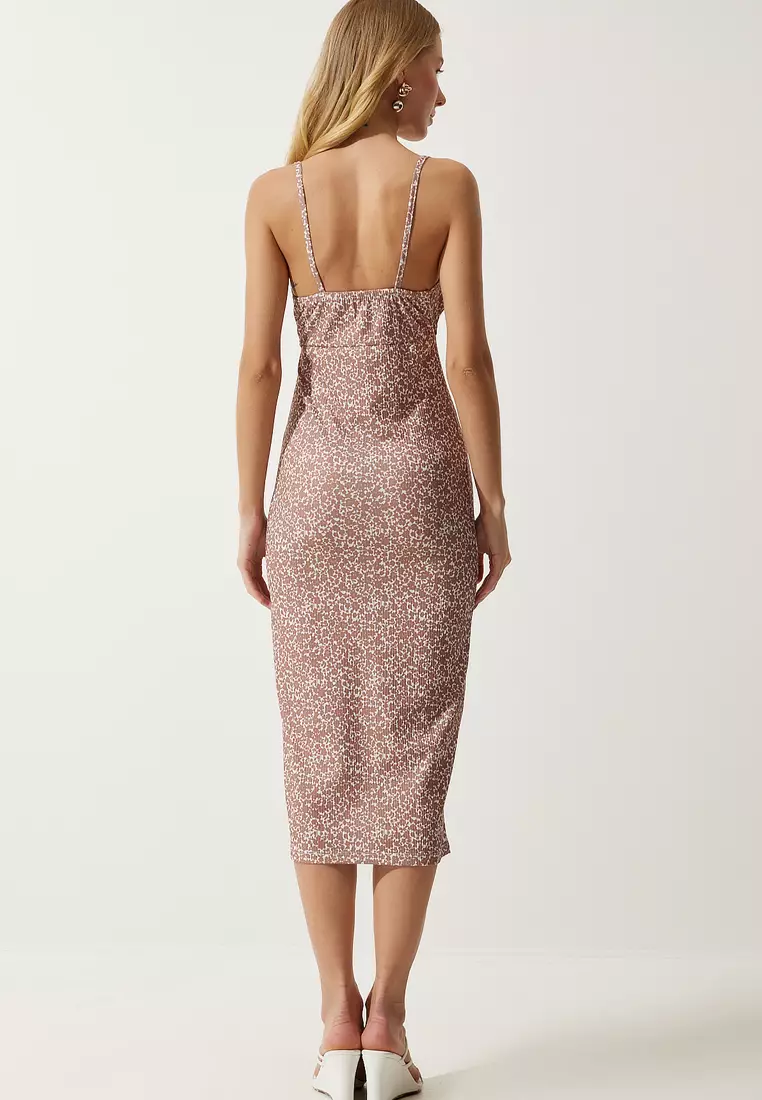 Pattern Slit Midi Dress