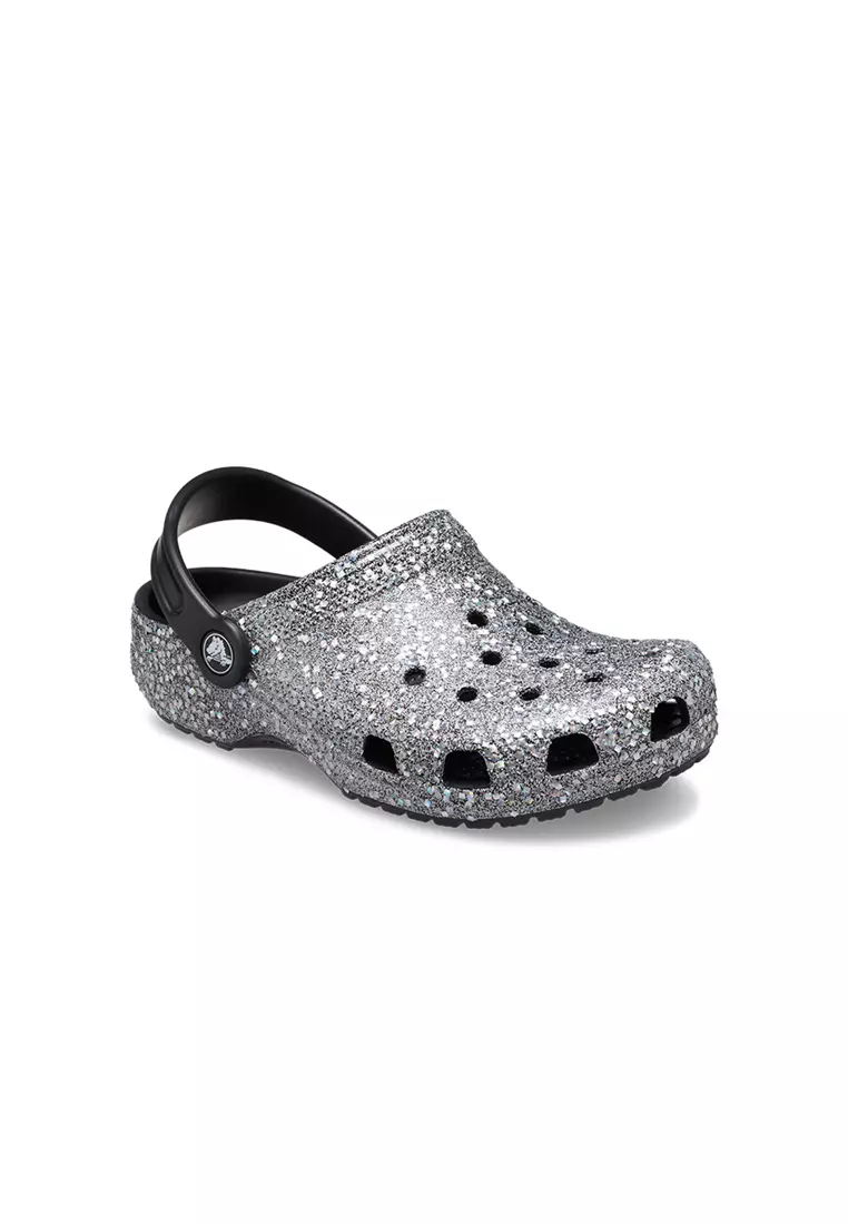 Discount on Crocs  shoes - SKU: Kids' Classic Glitter Clog In Multi Black