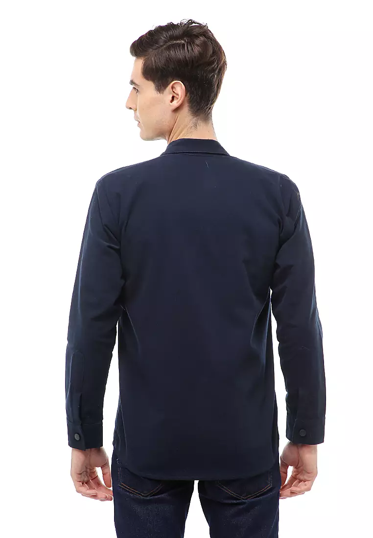 Clover Outerwear Jacket Pria Simple Design Material Canvas Suede ORIGINAL - Navy