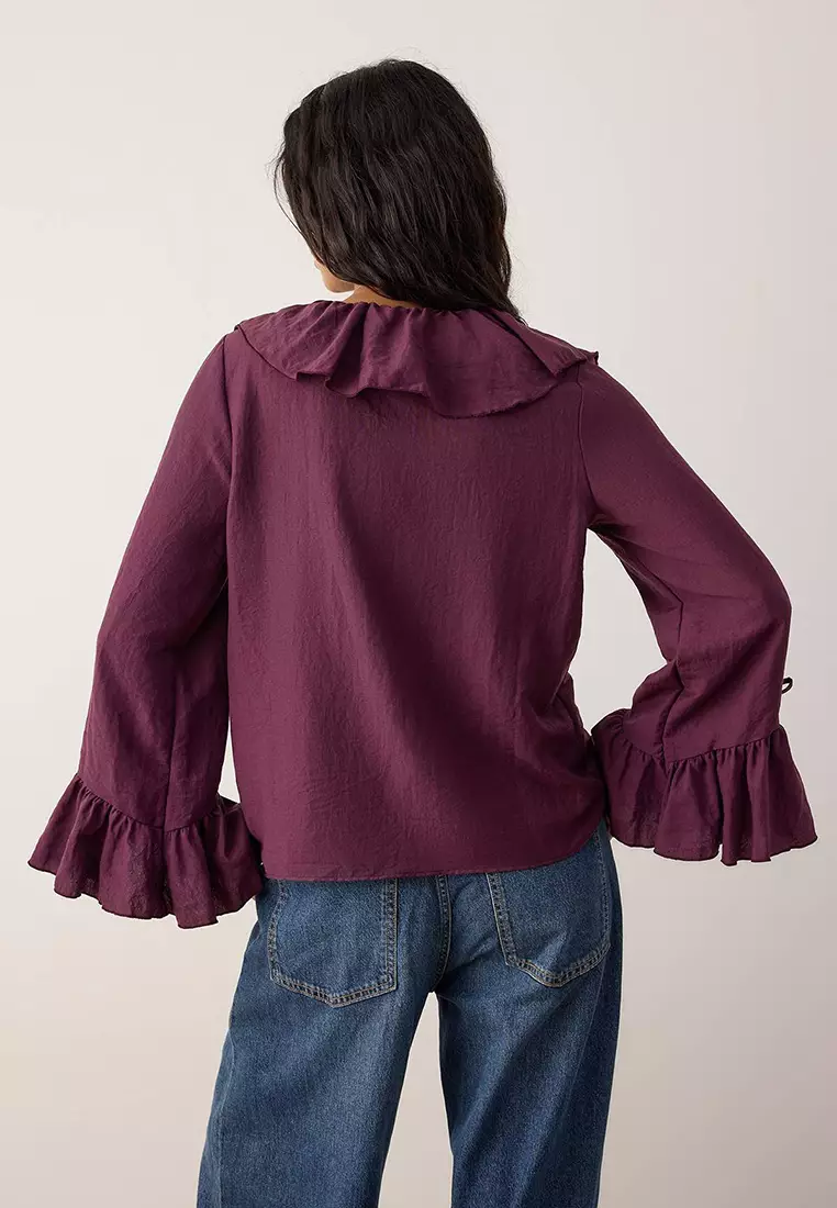 Ruffle Detailed Woven Blouse