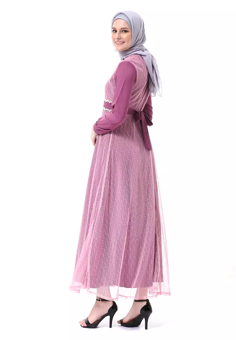 Oriza Long Dress Wanita High Quality Premium - Murlberry
