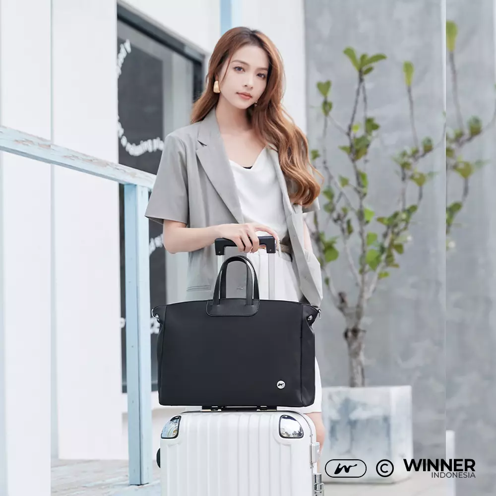 Tas Laptop 14 inch Bahu Selempang Nilon Oxford Anti-Air Wanita Bag (T14-023-5536) - Warna Hitam 14 inch