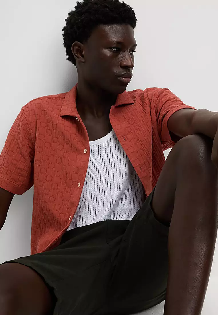 Easy Iron Pure Cotton Textured Shirt