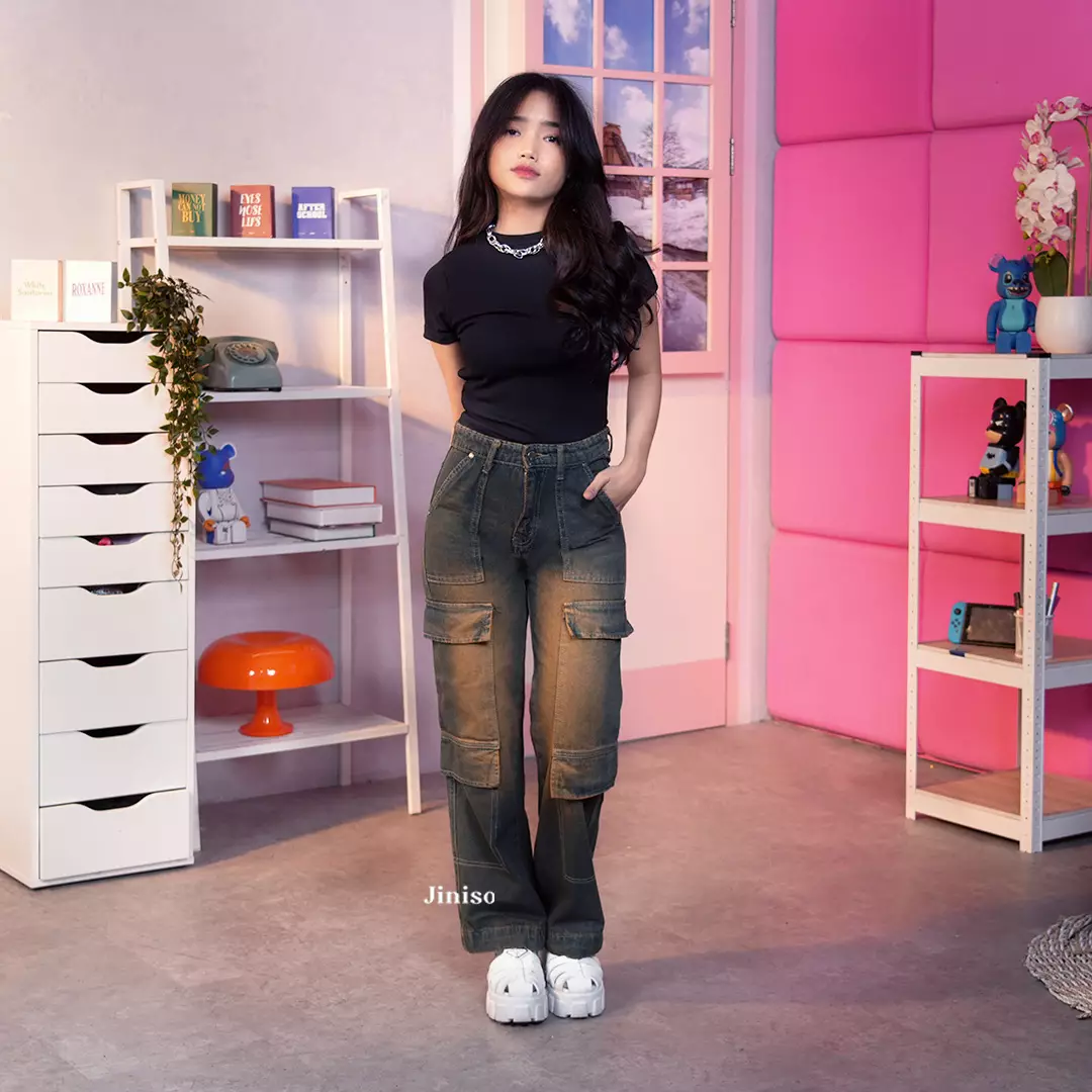 Highwaist Cargo Loose Jeans 553 PSYCHO