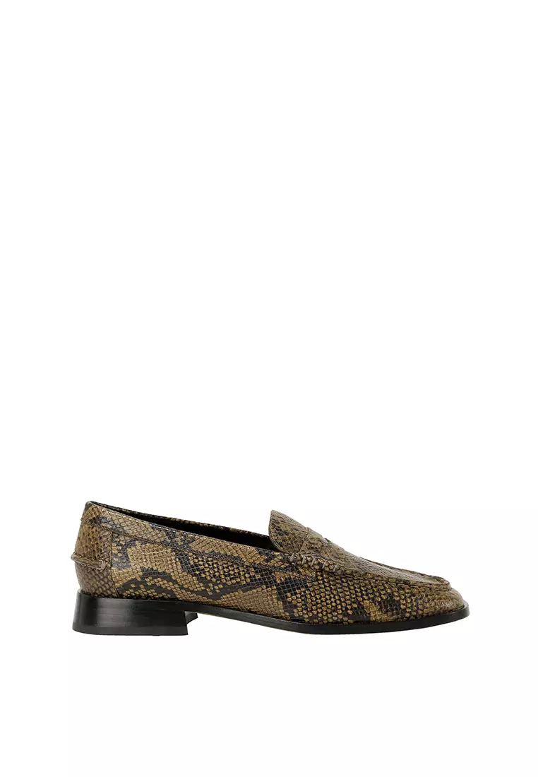 Discount on Beracamy  shoes - SKU: Beracamy Square Block Heel Loafer - Python Olive