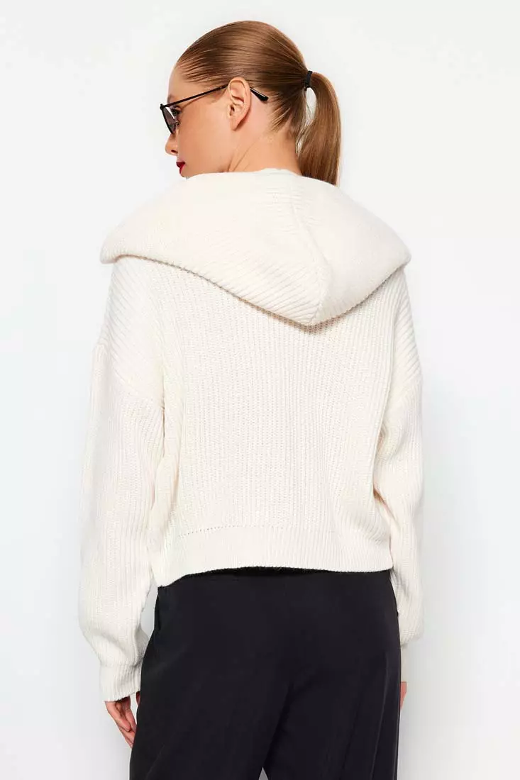 White cardigan hot sale with hood