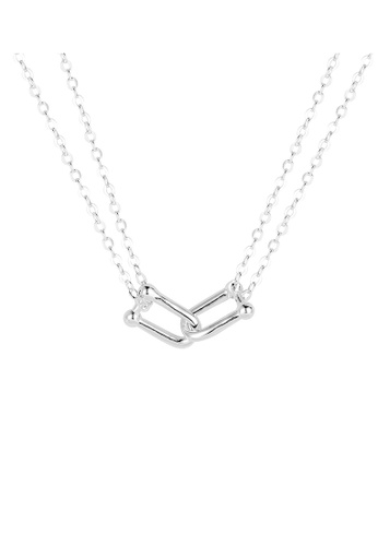 ZITIQUE silver Women's Interlocking Horseshoe Necklace - Silver 77DDFAC37C4266GS_1