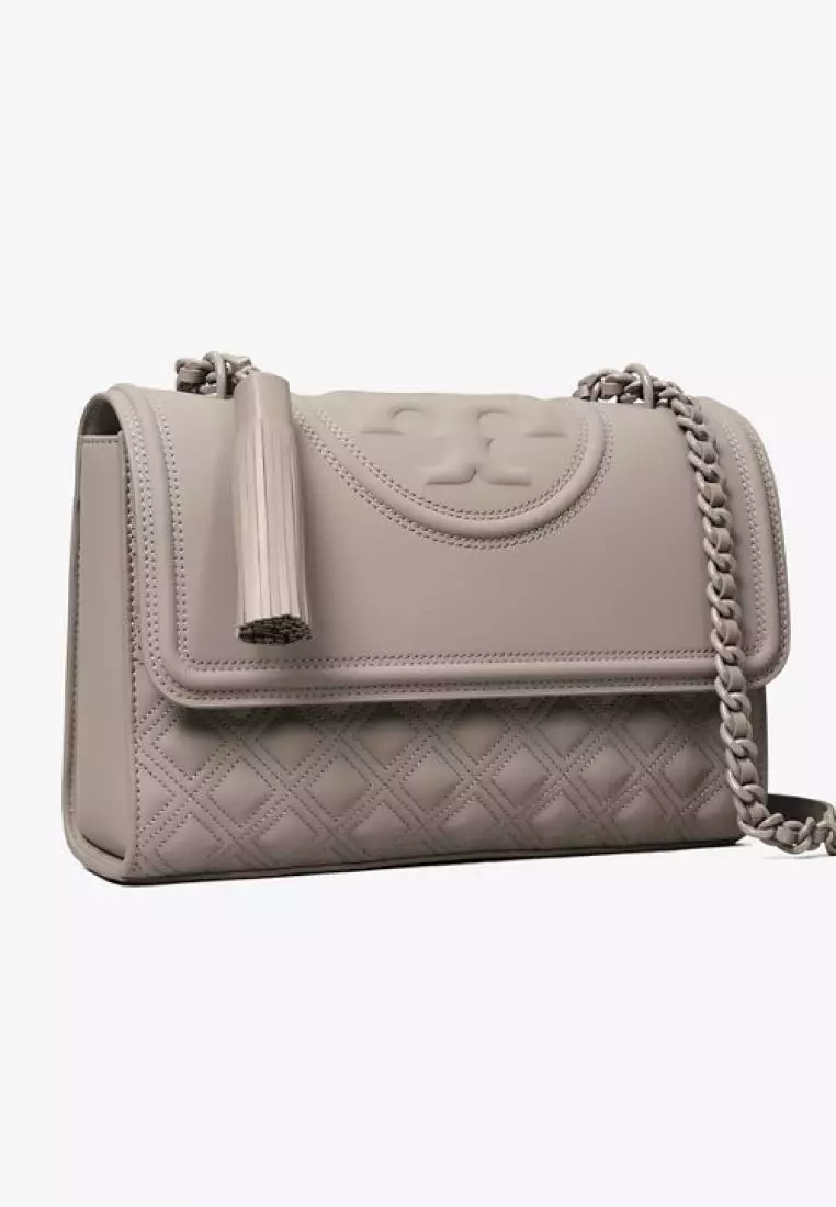 Tory Burch Fleming Matte Convertible Shoulder Bag Gray Heron