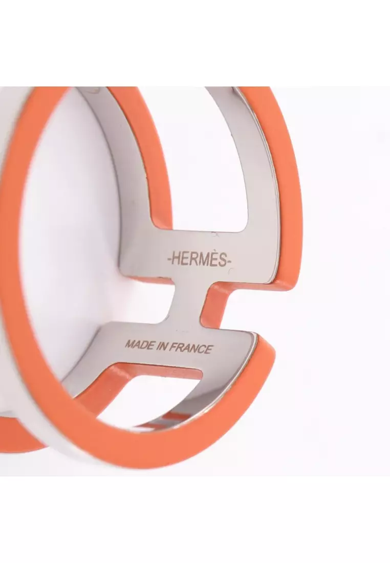 Pre-Loved Hermès H Anron scarf ring Silver orange