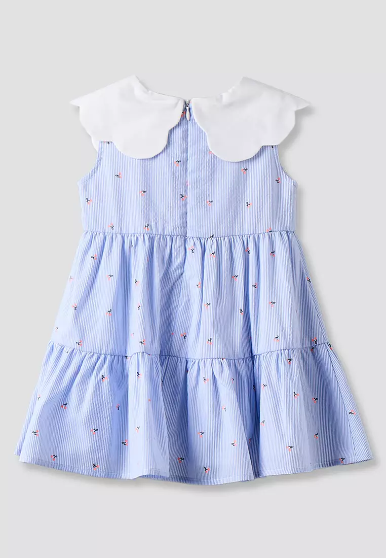 Babyshop Juniors Collared Sleeveless Knee Length Tiered Dress With Striped Design