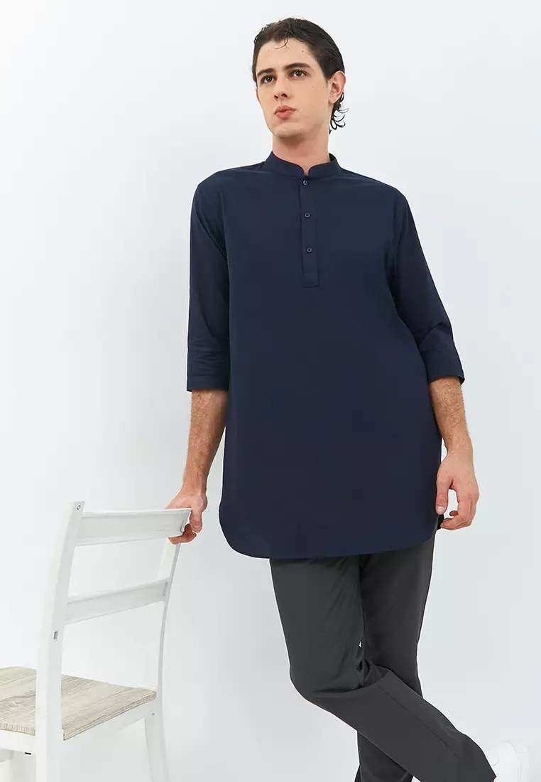 Jobb Arkhan Baju Koko Pria Kurta Lengan Pendek Regular Fit Navy