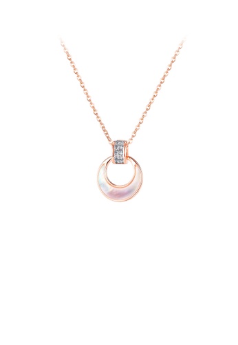 Glamorousky white Fashion and Simple Plated Rose Gold Geometric Mother Shell Round Pendant with Cubic Zirconia and 316L Stainless Steel Necklace 42091ACC76E1D7GS_1
