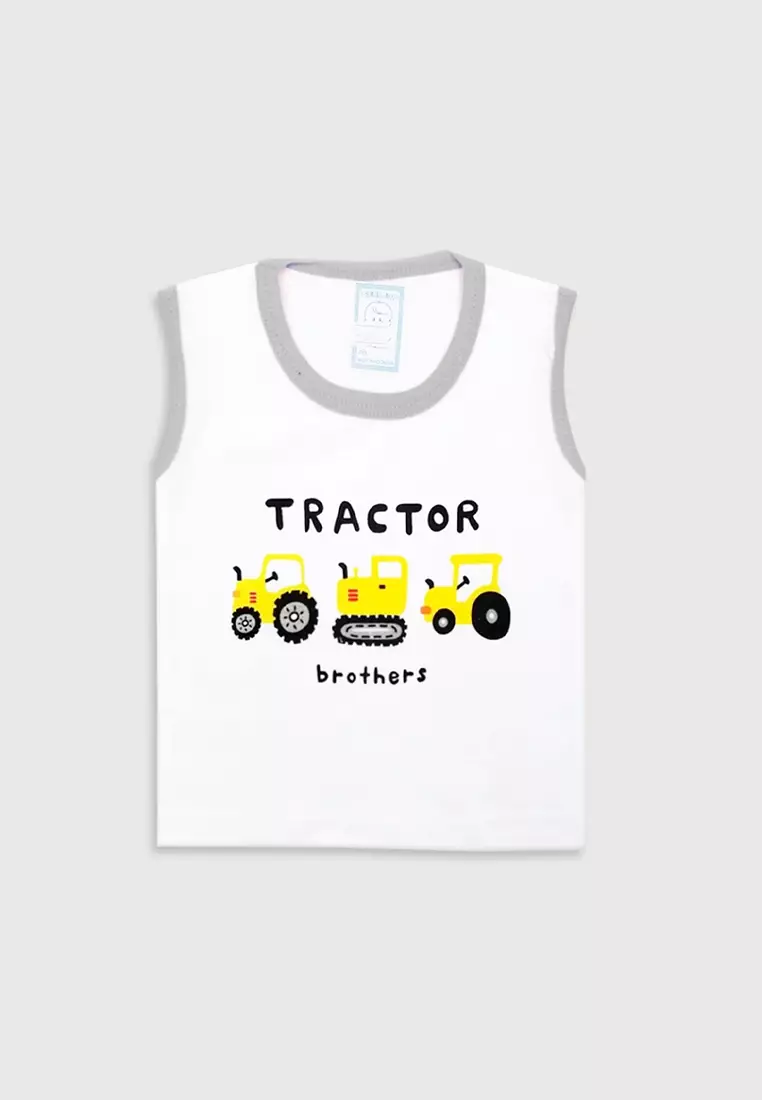 Wakakids Setelan Bayi Anak Singlet Tractor 3728 Abu