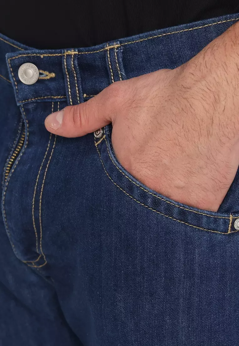 POLICE Celana Jeans Panjang V Pocket Dark Pria
