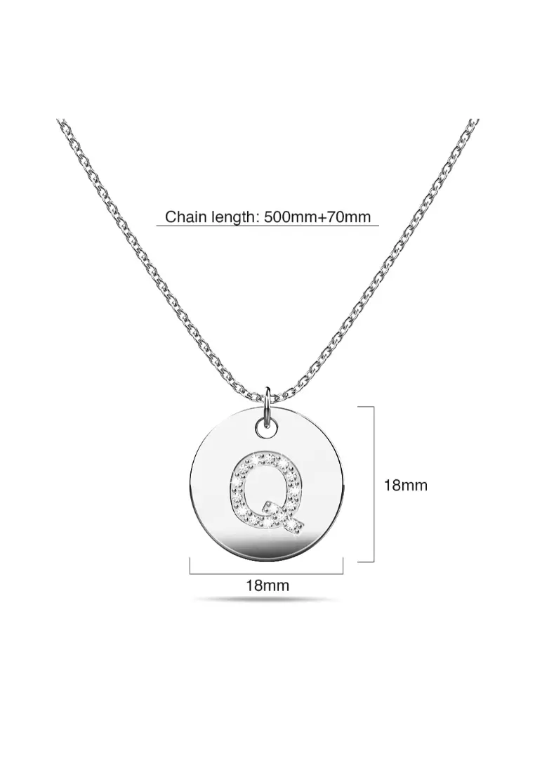Initials Fabulous Alphabet Letter Necklace White Gold Layered Steel Jewellery - Q