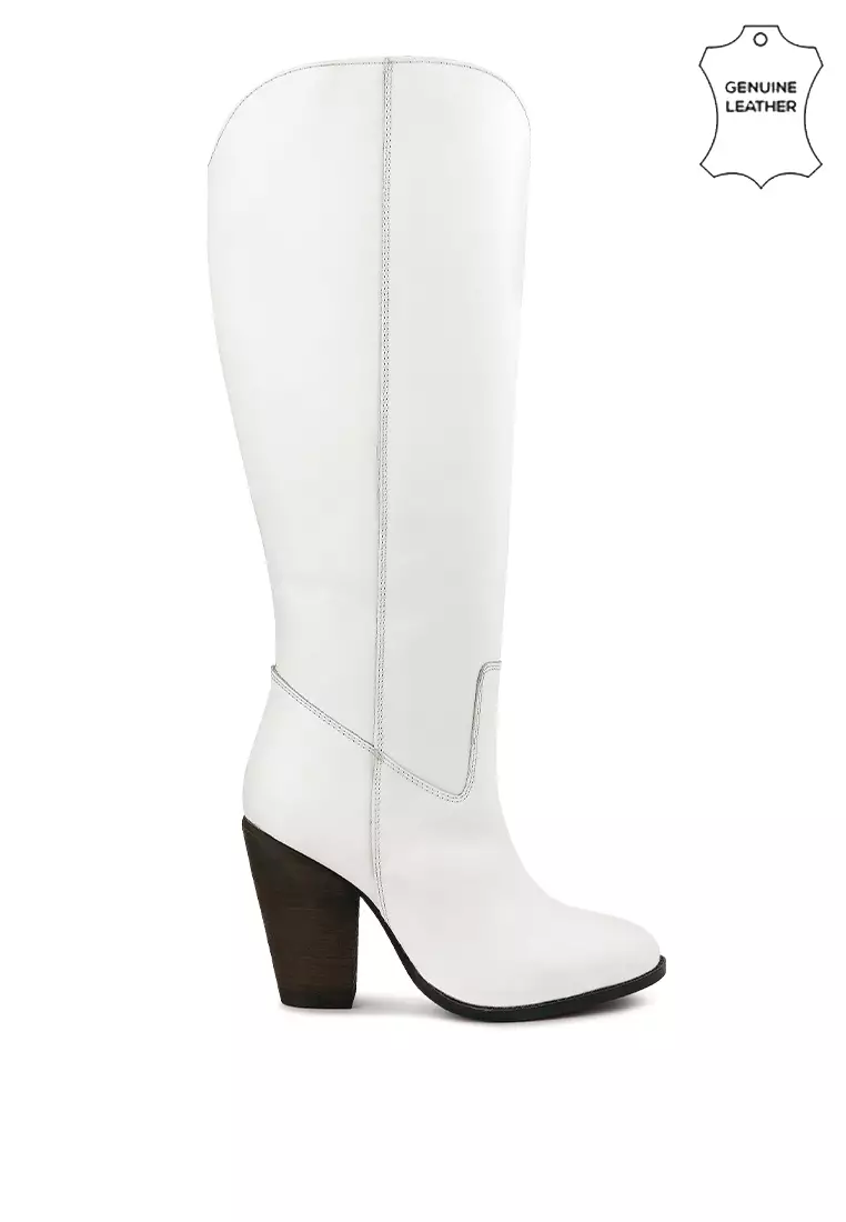 Genuine leather extra on sale wide calf boots