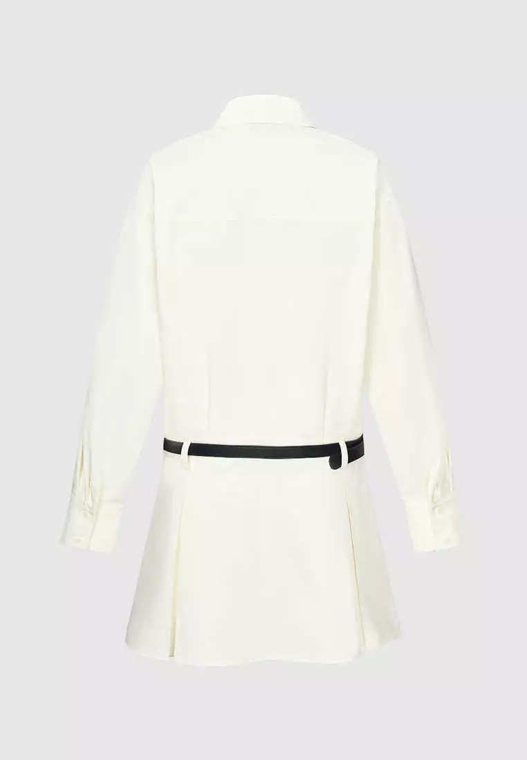 UR秋季新款女装时尚OL风通勤可拆卸腰带棉质连衣裙UWU730025