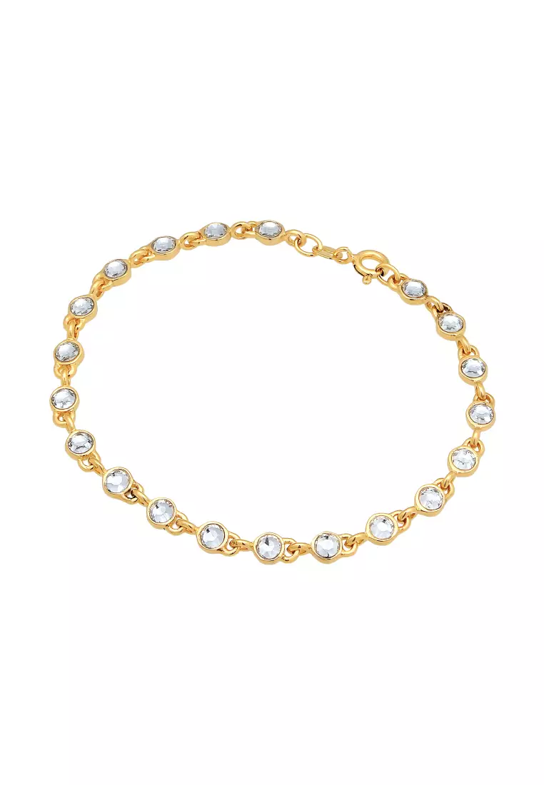 Gelang Perhiasan Perak 925 Wanita Tennis Classic Trend Gold Plated Embellished with Crystal by Swarovski®