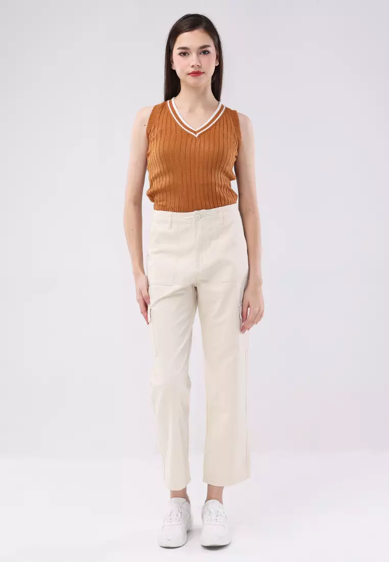 Colored Cargo Straight Cut Pants Ladies