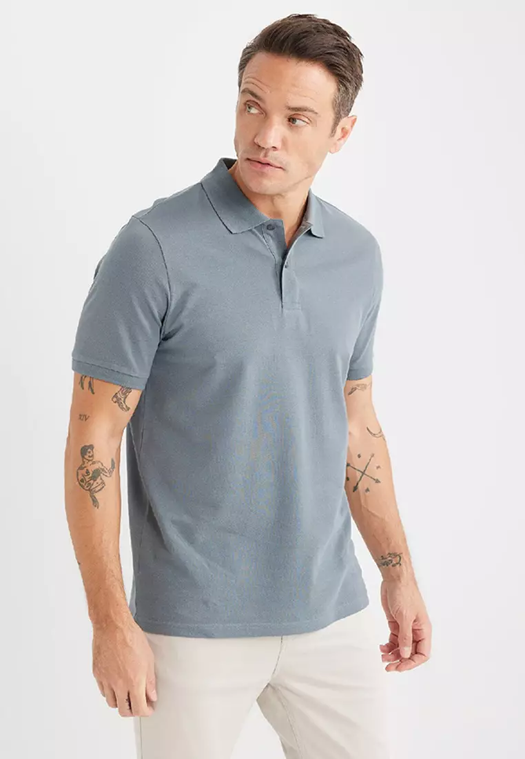 100% Cotton Regular Fit Short Sleeve Basic Plain Pique Fabric Polo T-Shirt C1293Ax25Sp