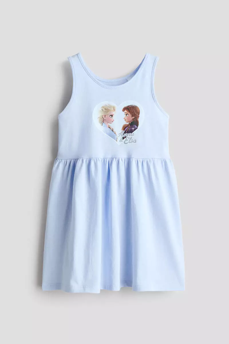 princess polly baby blue dress H&M Printed Cotton Dress main image 1