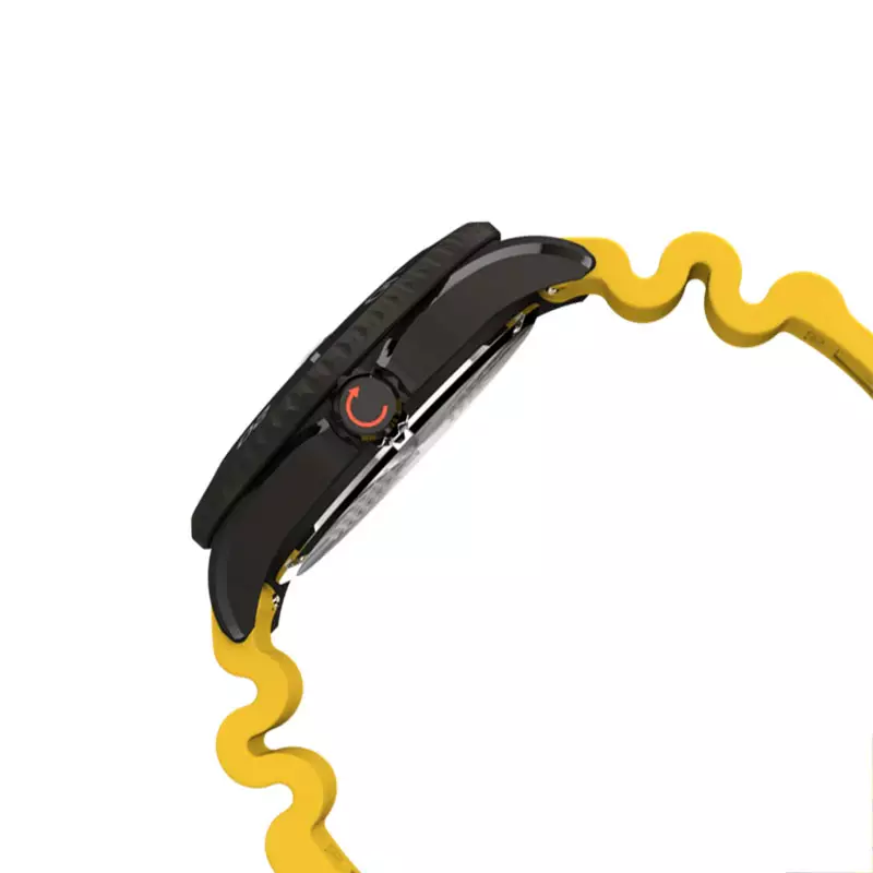 Jam Tangan Pria Timex Deepwater Meridian TW2W81700 Black Dial Yellow Rubber Strap