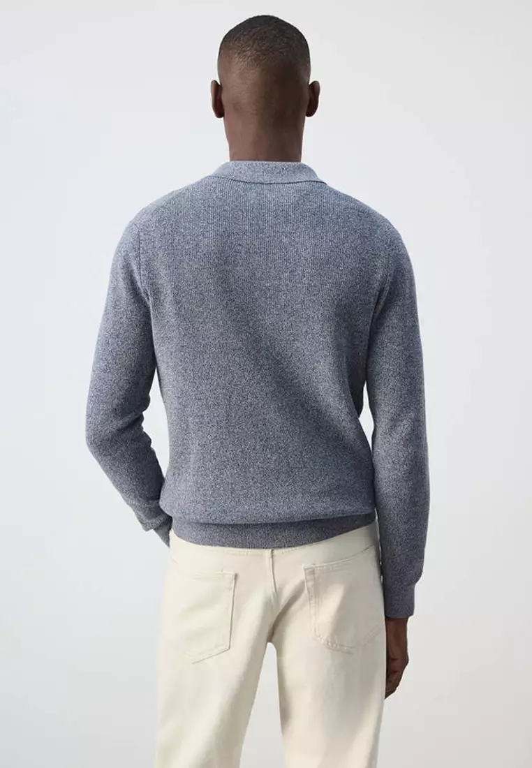 100% Cotton Ribbed Knit Polo Shirt