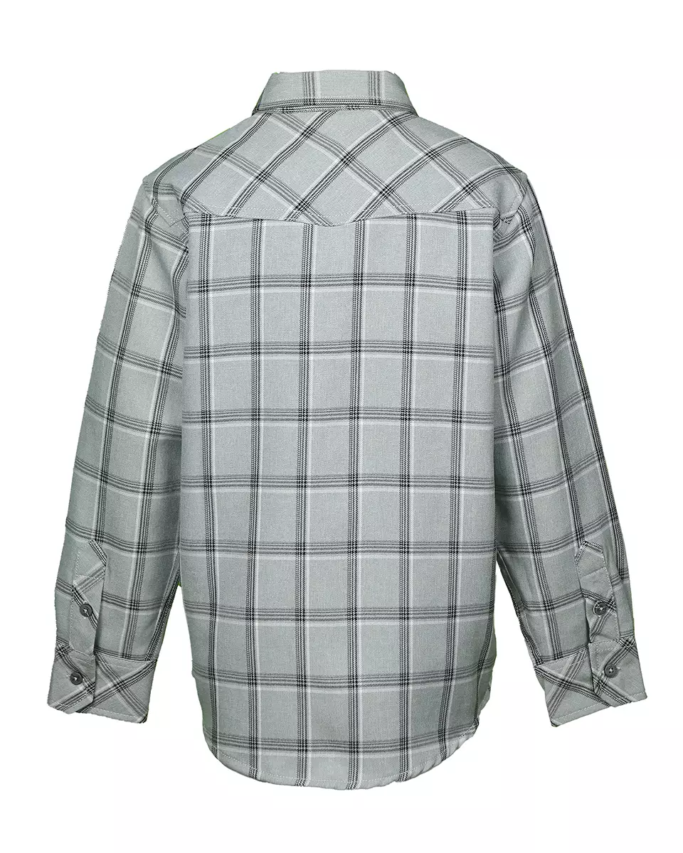 Pito Dito Boy Landopus Kemeja Panjang Anak Abu Muda Motif Kotak - Size 4