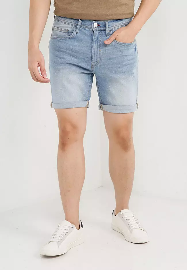 mens slim fit denim shorts