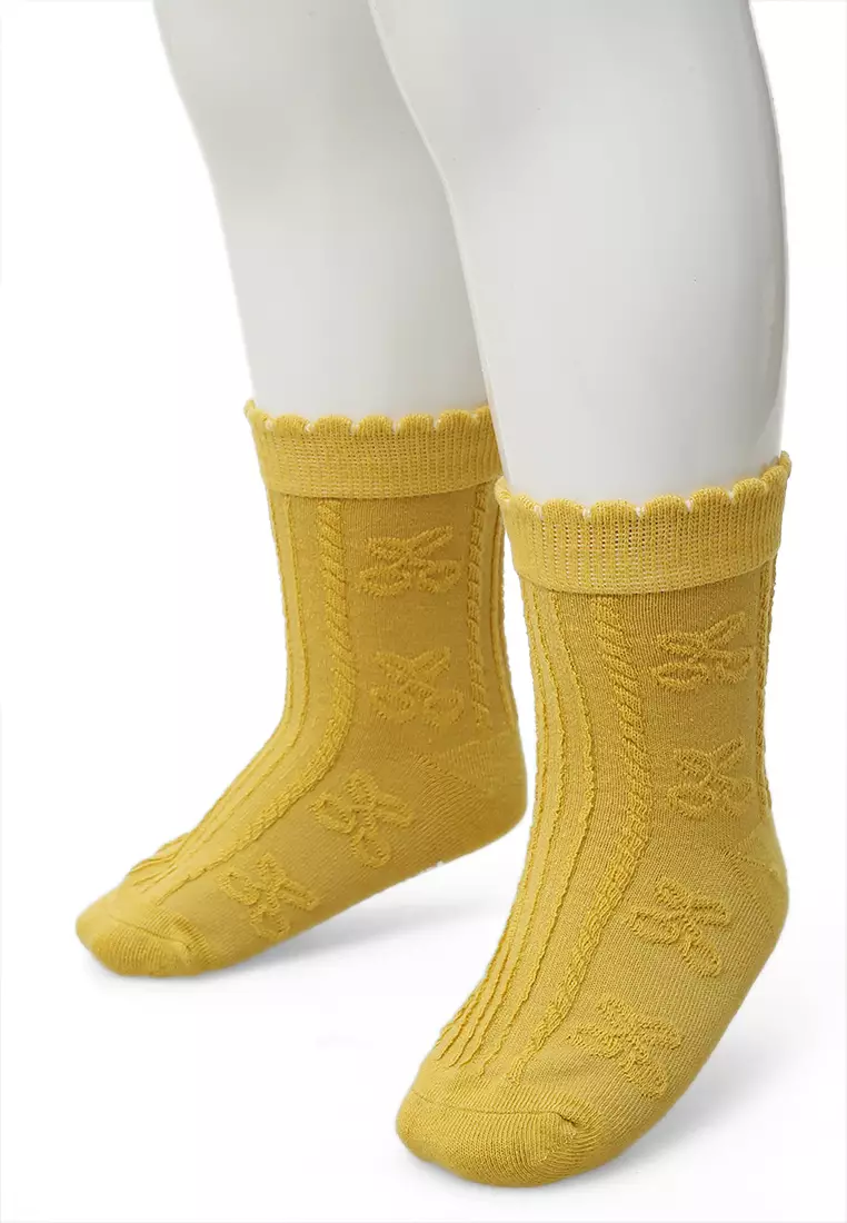 Candie Kaos Kaki Anak Wanita Motif Cherry Children's Socks Comportable Material Cotton ORIGINAL - Yellow