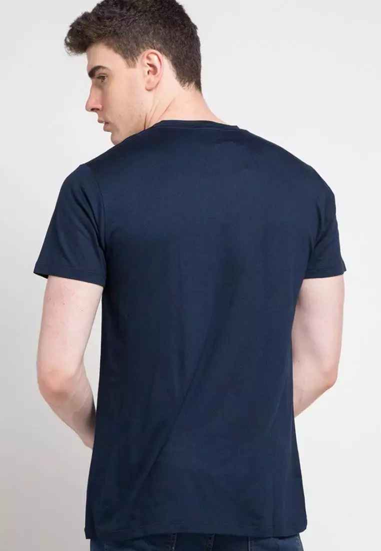 MTD56D Kaos Pria Unisex logo katakana T-shirt Navy