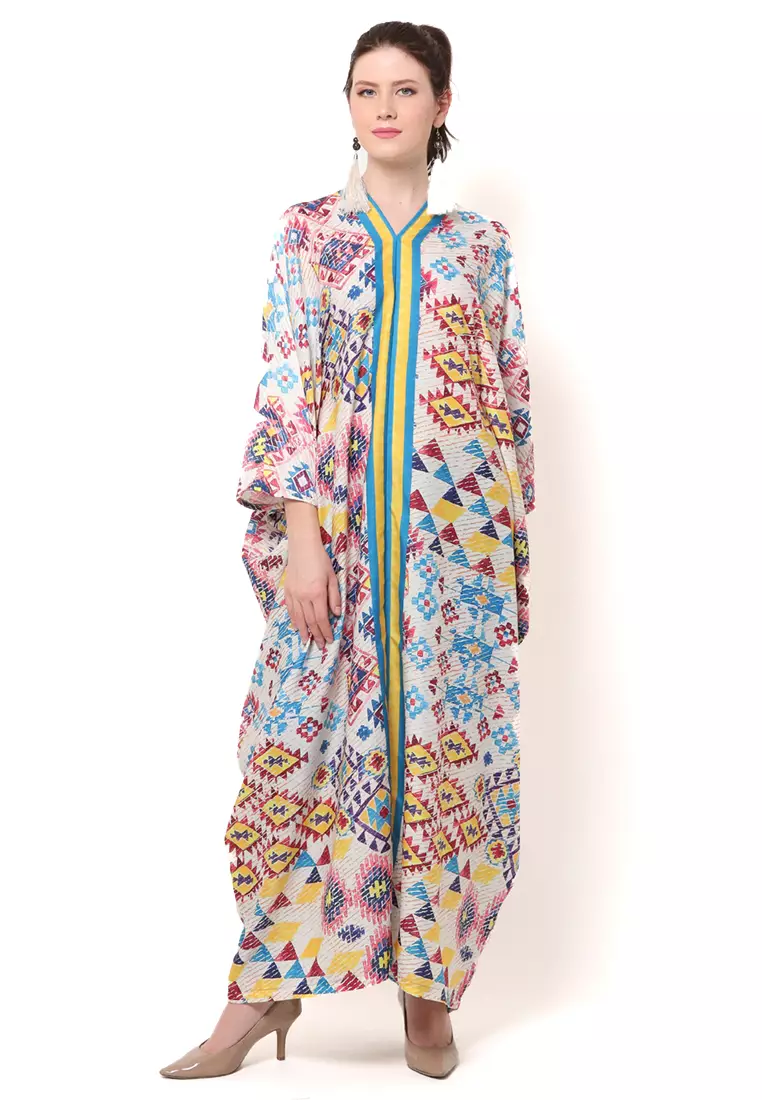 Kanzi Short Sleeve Tapis Kaftan Blue